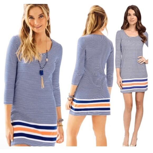 Lilly Pulitzer Beacon Nautical Striped Dress Size Medium Preppy Coastal Beach - Picture 1 of 5